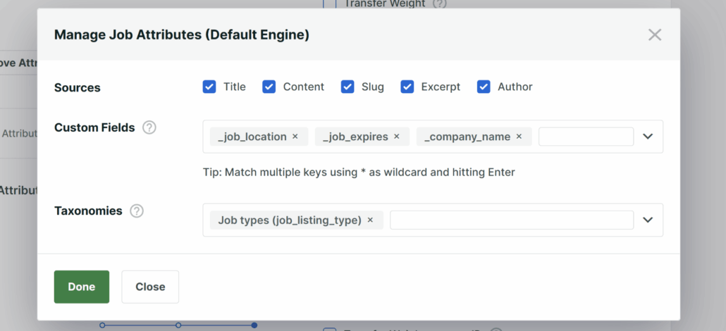 Include job custom fields and taxonomies - SearchWP Include job custom fields and taxonomies