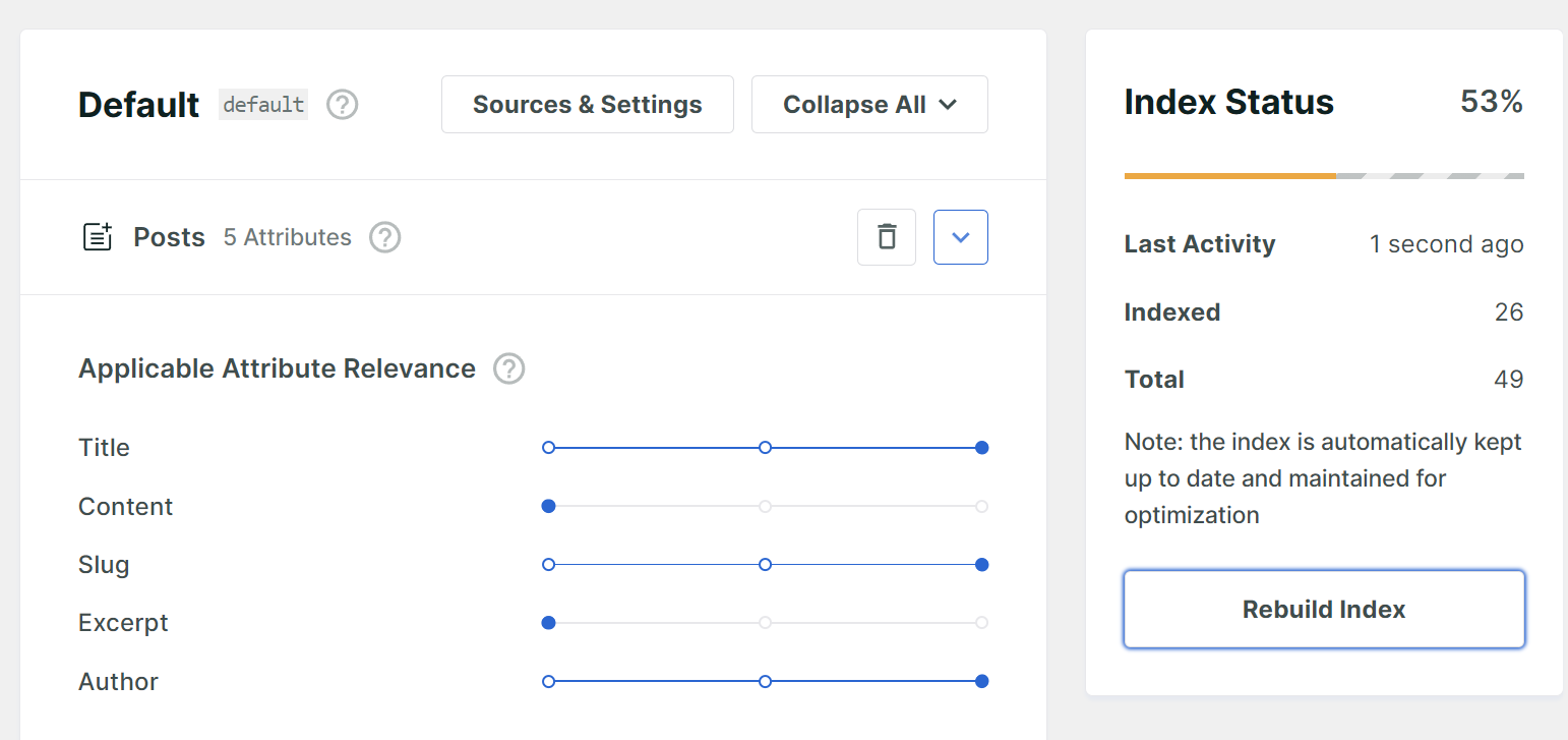 Indexing status - SearchWP Indexing status