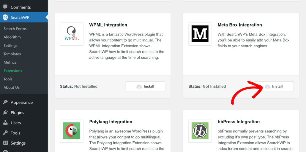 Install meta box extension