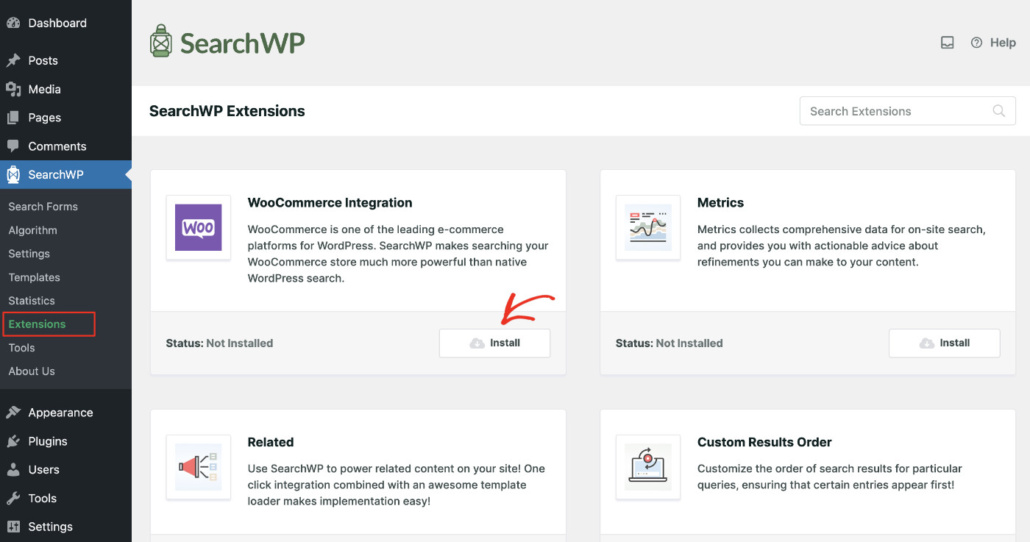 Install WooCommerce extension