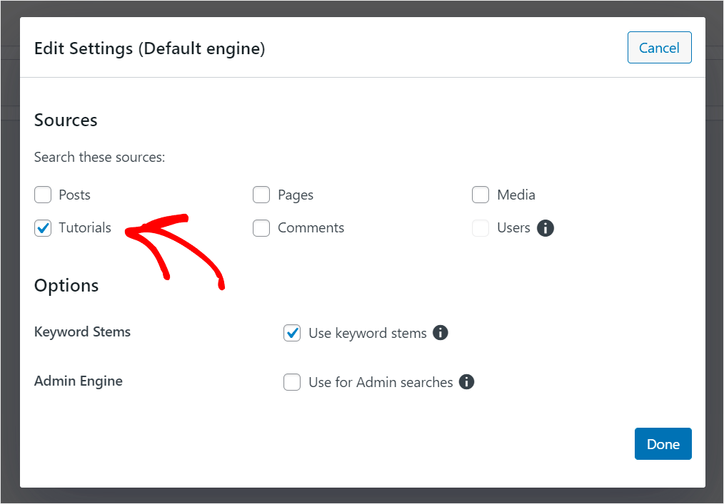 limit search to specific post types
