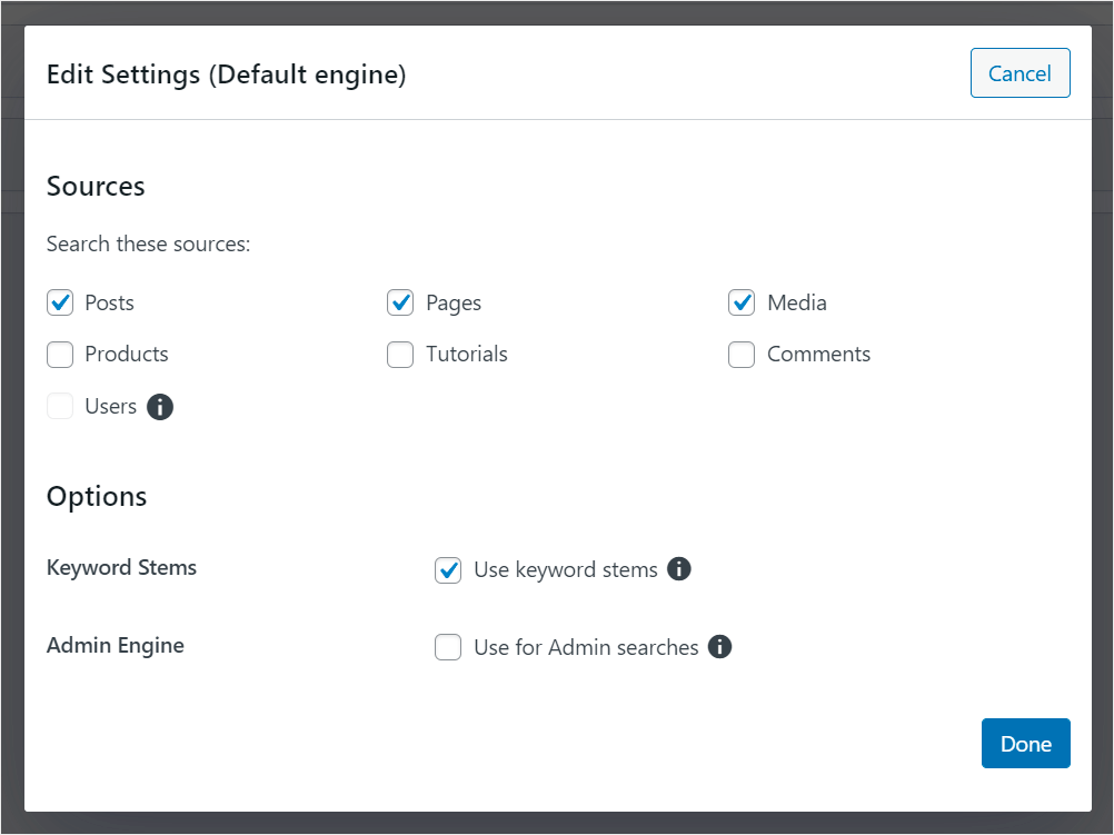 manage your search sources