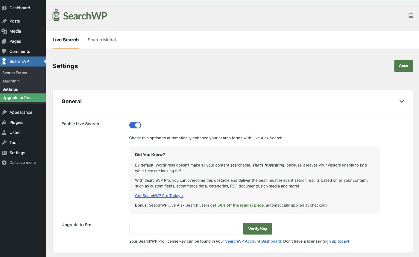 How To Add Live Search To WordPress For Free: Modify Search Results Step 1