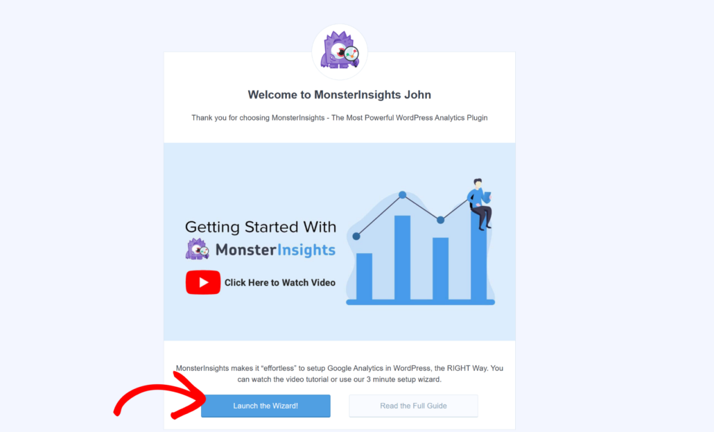 MonsterInsights setup wizard - SearchWP MonsterInsights setup wizard