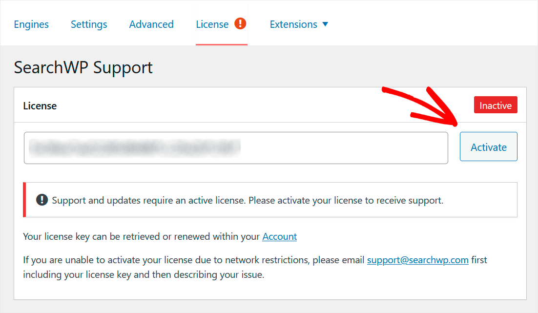 press the Activate button