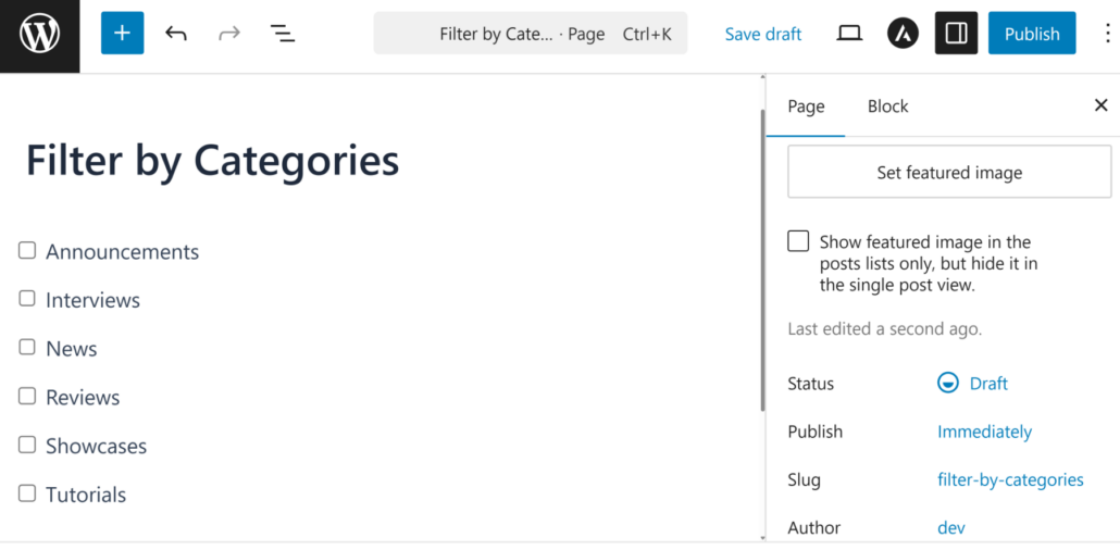 Preview filter on new page