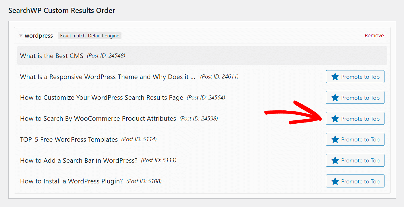 promote a page to the top of search results with SearchWP - SearchWP promote a page to the top of search results with SearchWP