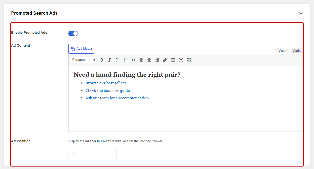 Add content to the no results found page in WordPress