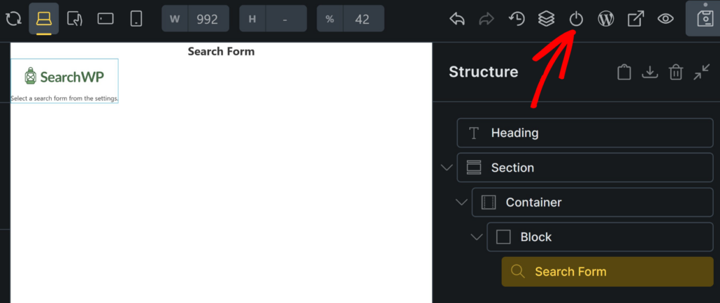 Publish bricks page with search form
