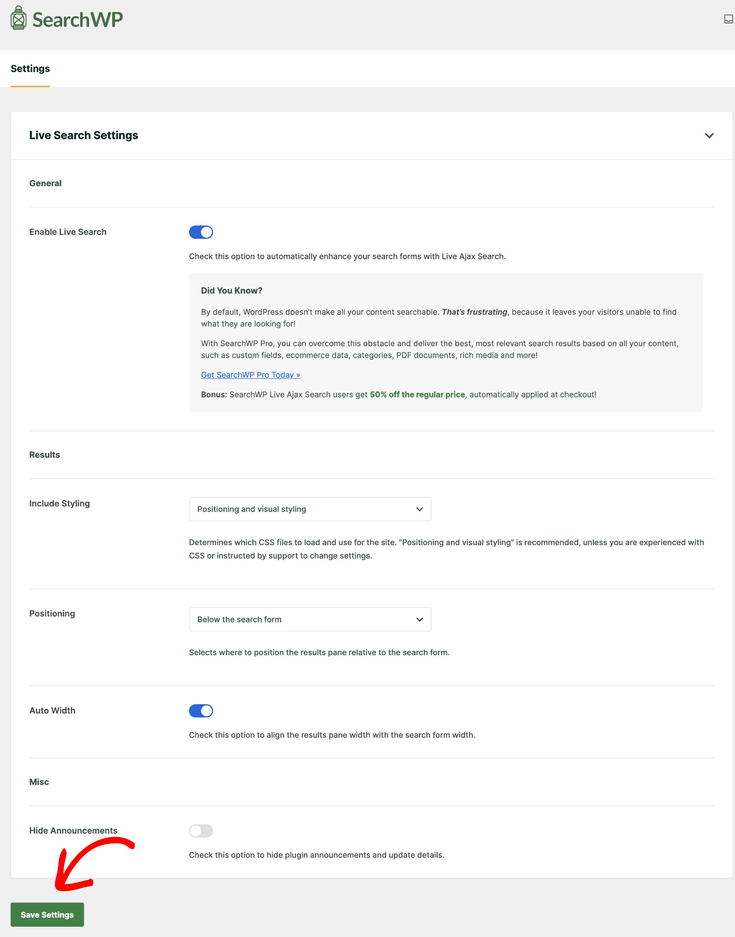 How To Add Live Autocomplete Search To WordPress Sites: Adding SearchWP Ajax Live Search Step 4