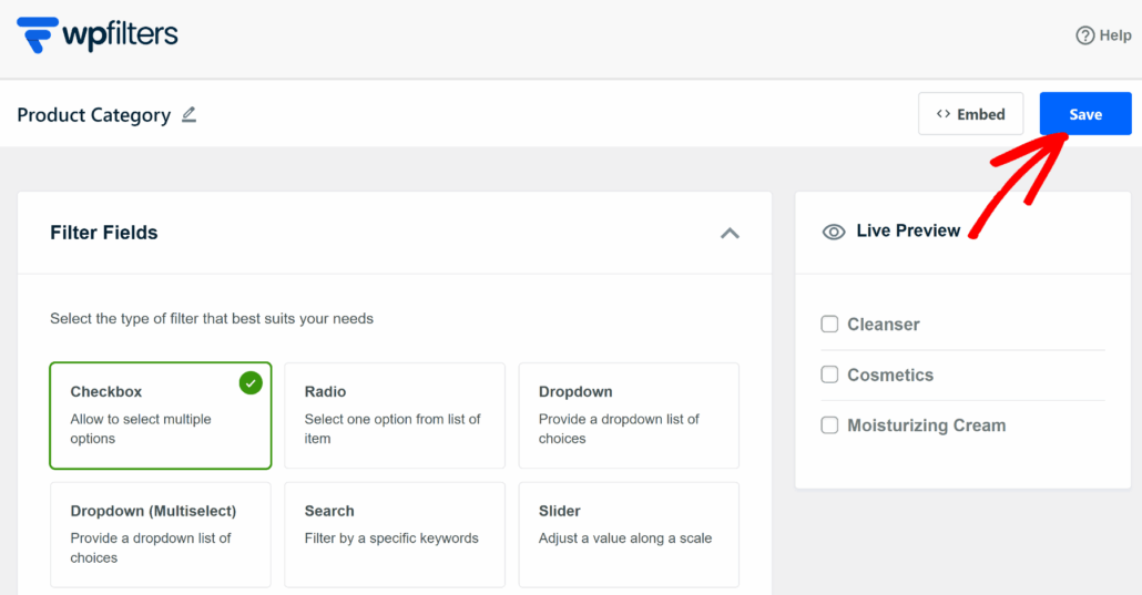 Save and preview product category filters - SearchWP Save and preview product category filters