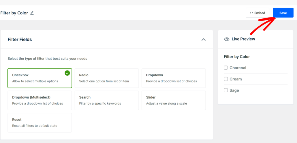 Save color filters - SearchWP Save color filters