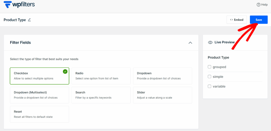 Save product type filter - SearchWP Save product type filter