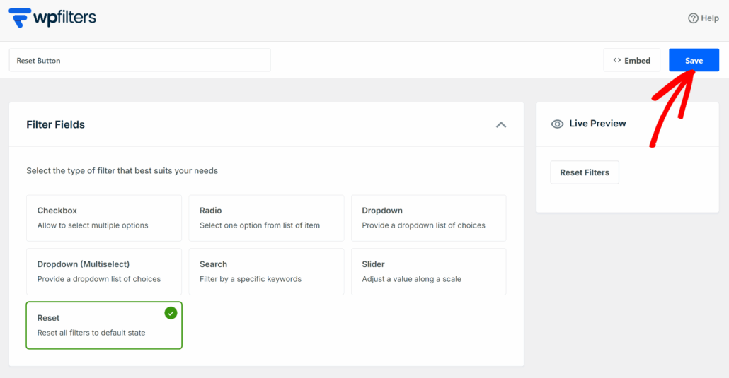 Save the reset button - SearchWP Save the reset button