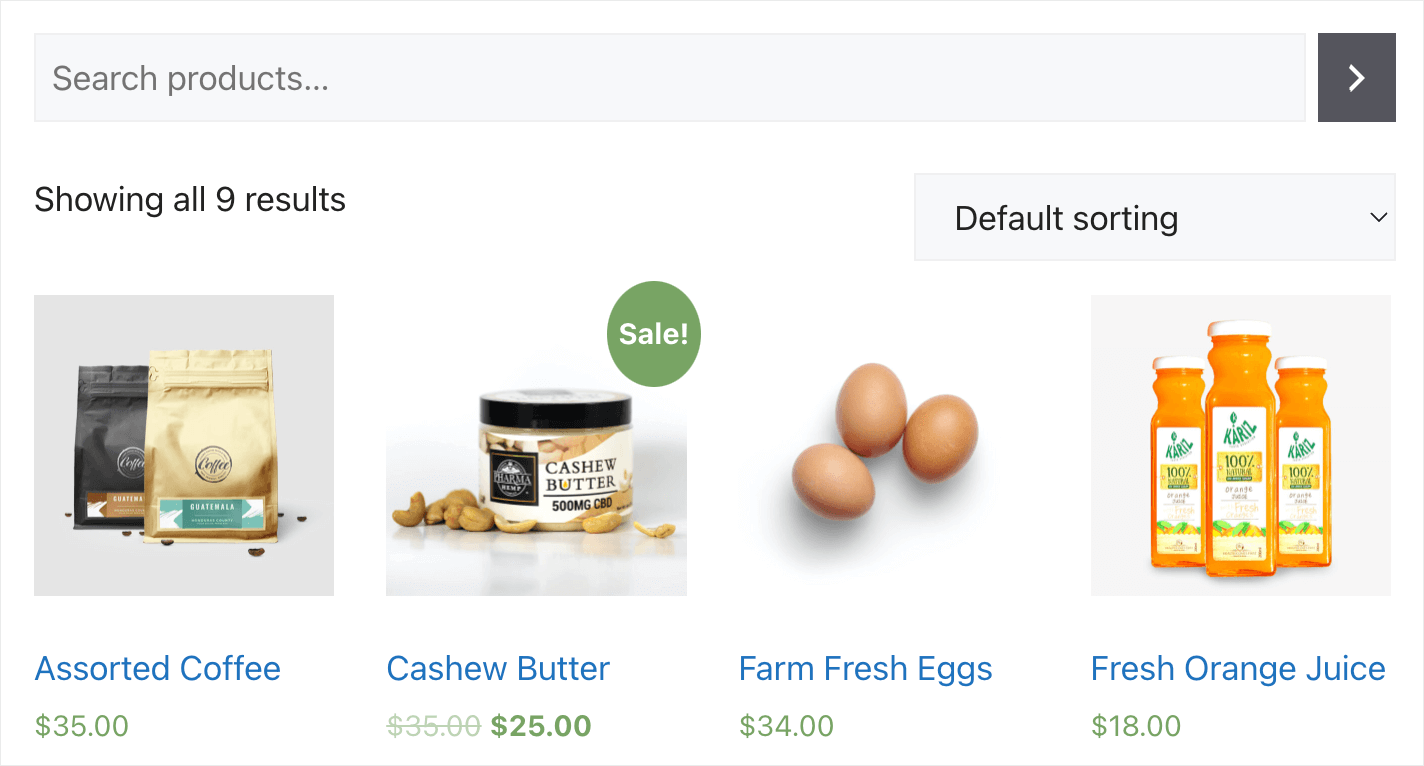 search form for products