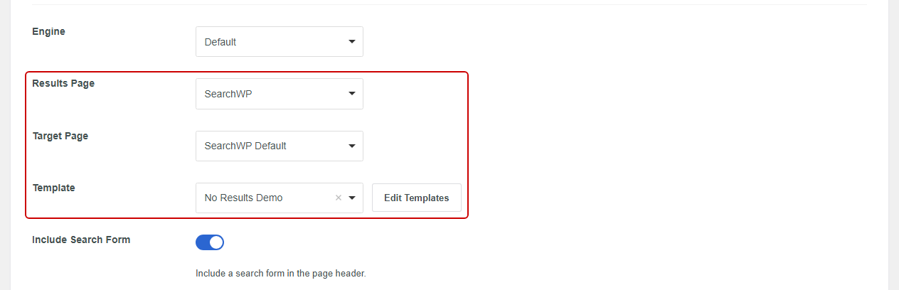 Connect a results template to a SearchWP search form