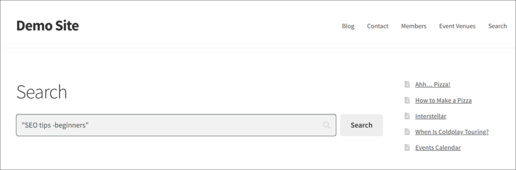 Search your site using operators