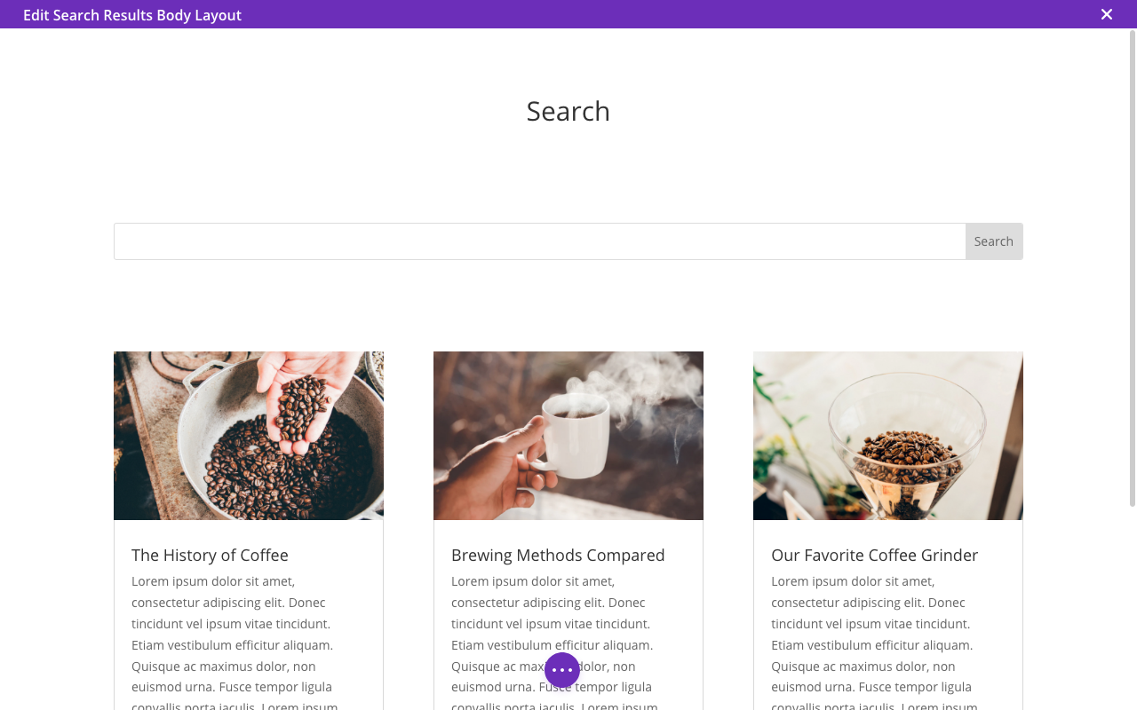 searchwp-divi-search-results - SearchWP Screenshot of Divi Blog Module Search Results Template