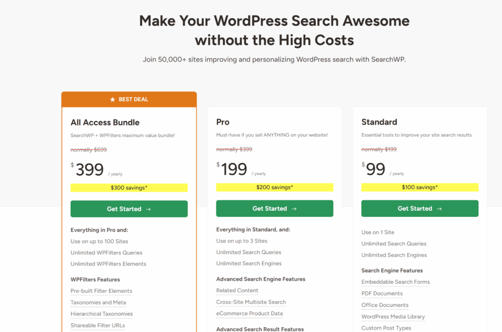 SearchWP Preispläne - SearchWP SearchWP Preispläne
