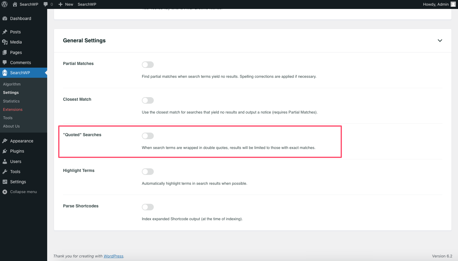 searchwp-settings-quoted-searches - SearchWP SearchWP's quoted searches setting