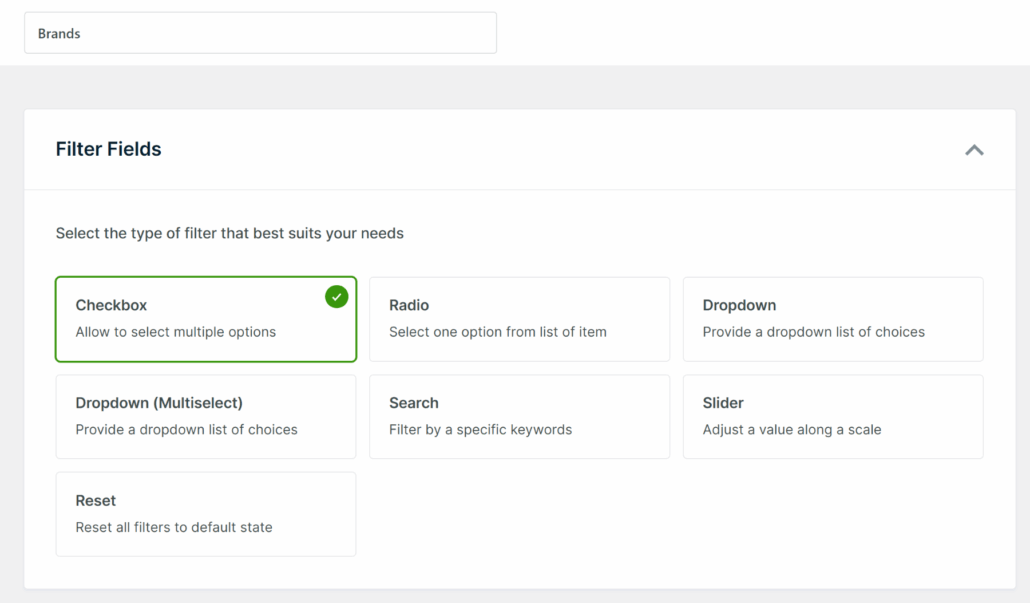 Select checkbox filter element - SearchWP Select checkbox filter element