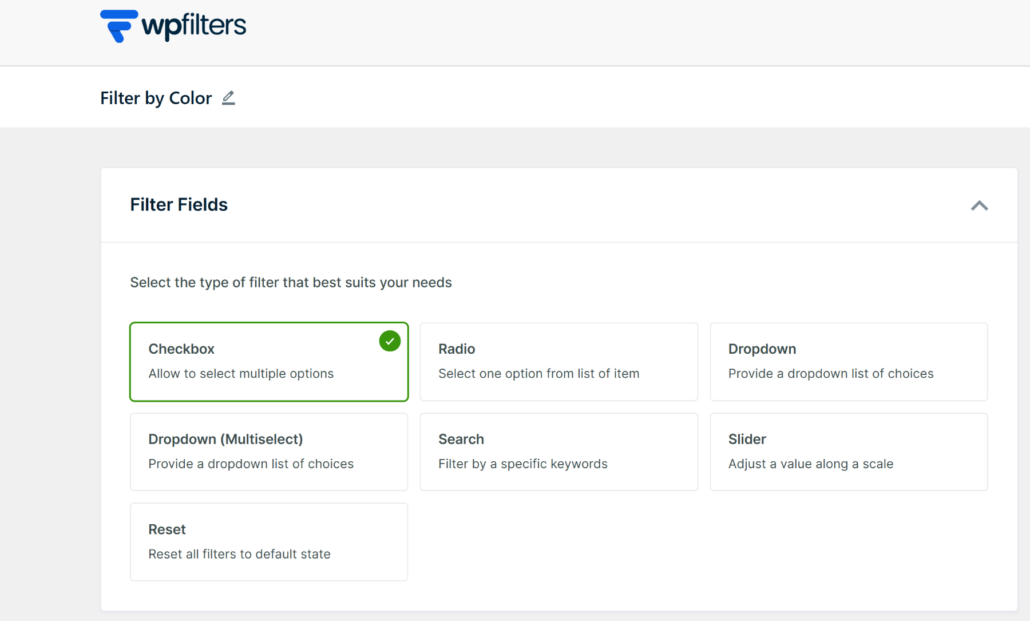Select color filter field - SearchWP Select color filter field