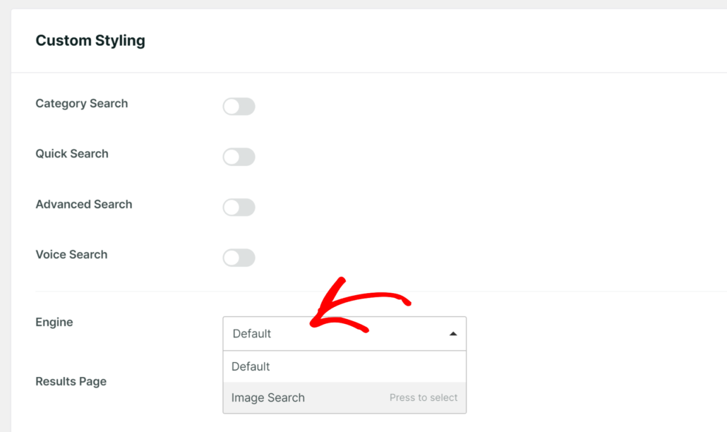 Select image search engine - SearchWP Select image search engine