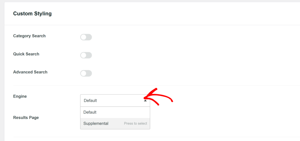 Select new engine for form