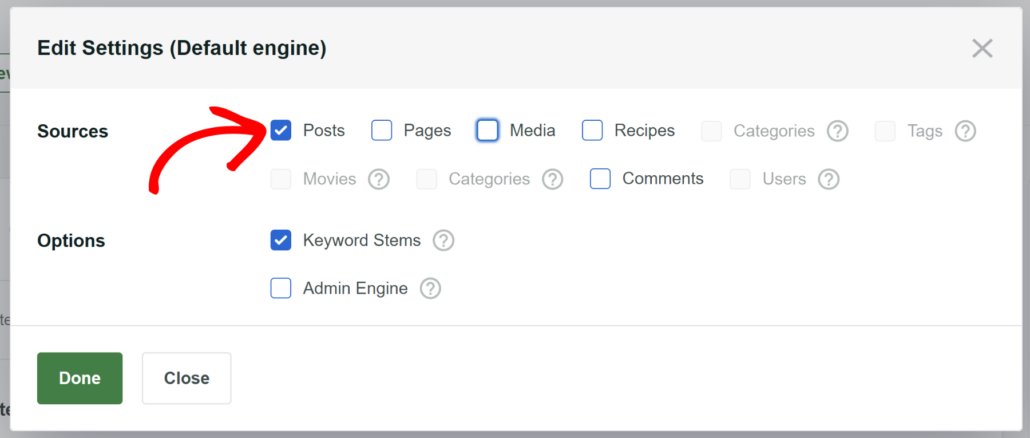 Select posts as only source