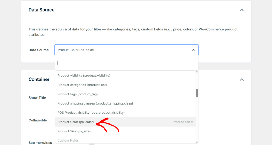 Select product color attribute - SearchWP Select product color attribute