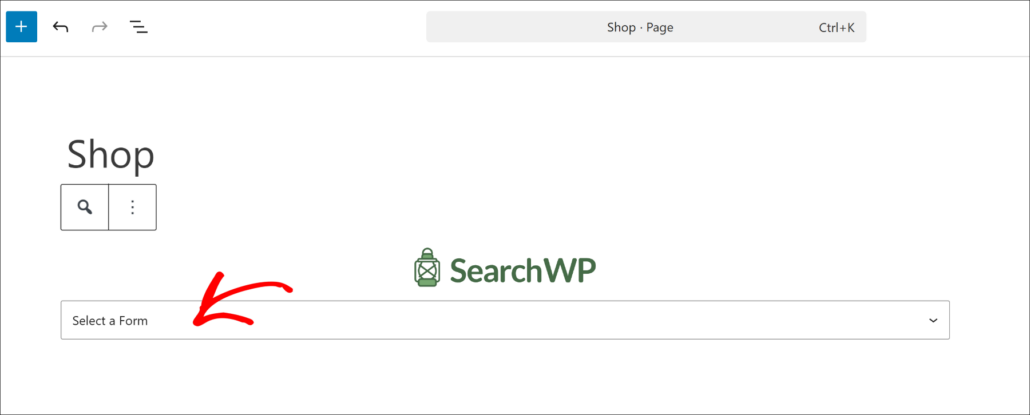 Select search form for shop page