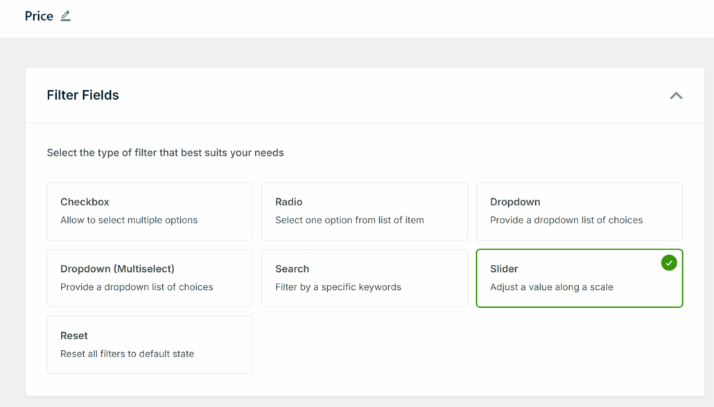 Select slider filter field - SearchWP Select slider filter field