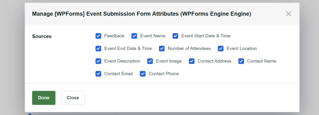 Select which attributes to use