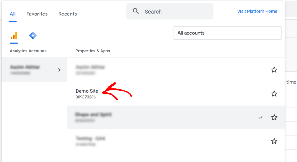Select your site in GA - SearchWP Select your site in GA