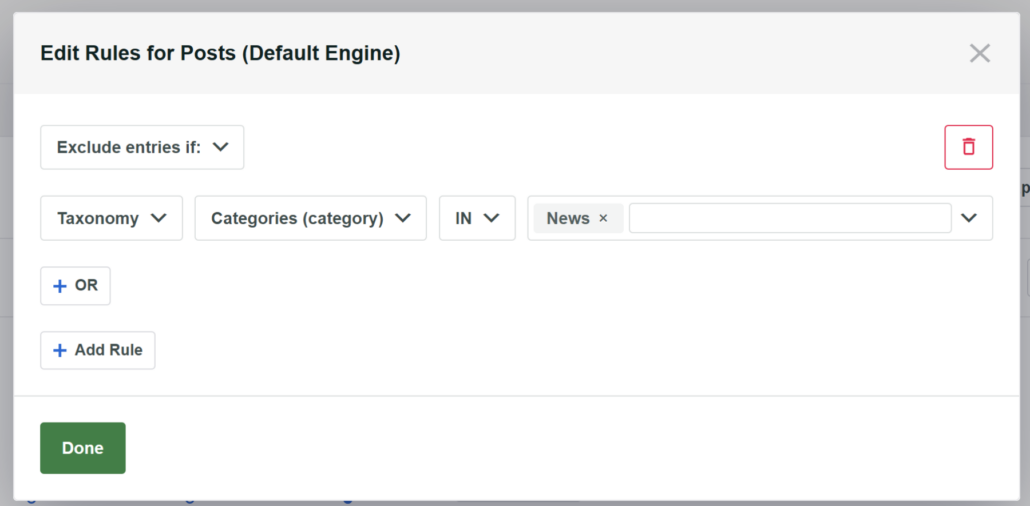 Set up exclude rules