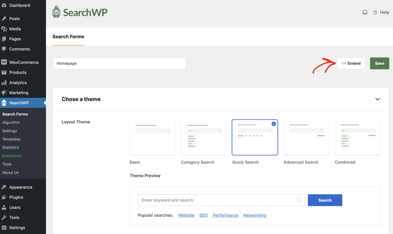 Screenshot 2024-03-13 at 35925 AM - SearchWP How To Make A Search Bar That Searches Your WordPress Site: Showing Search Bar Step 4