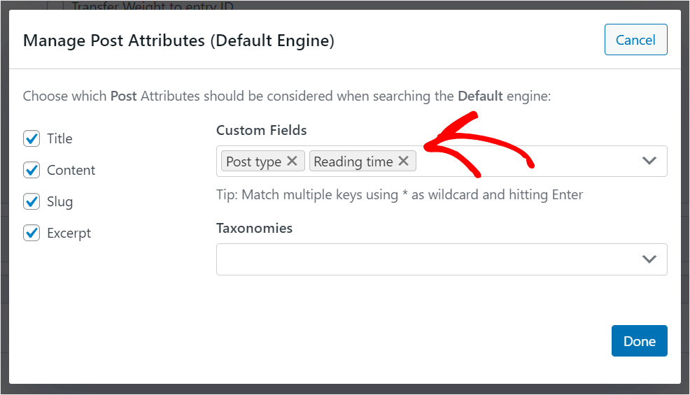 specify custom fields you want WordPress to consider - SearchWP specify custom fields you want WordPress to consider