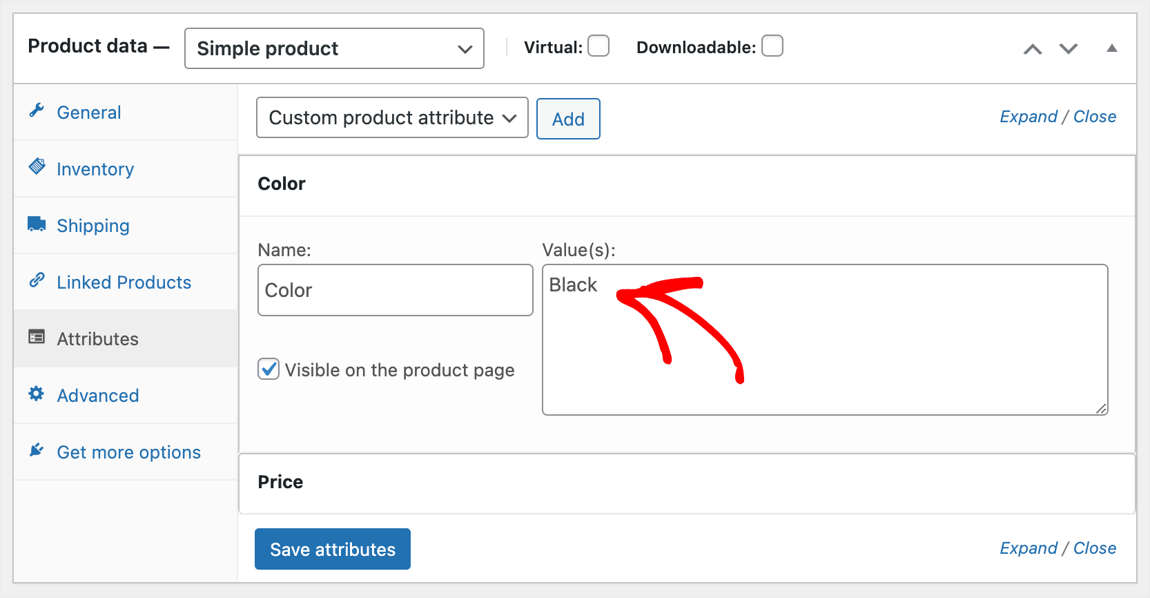 specify the product's color - SearchWP specify the product's color