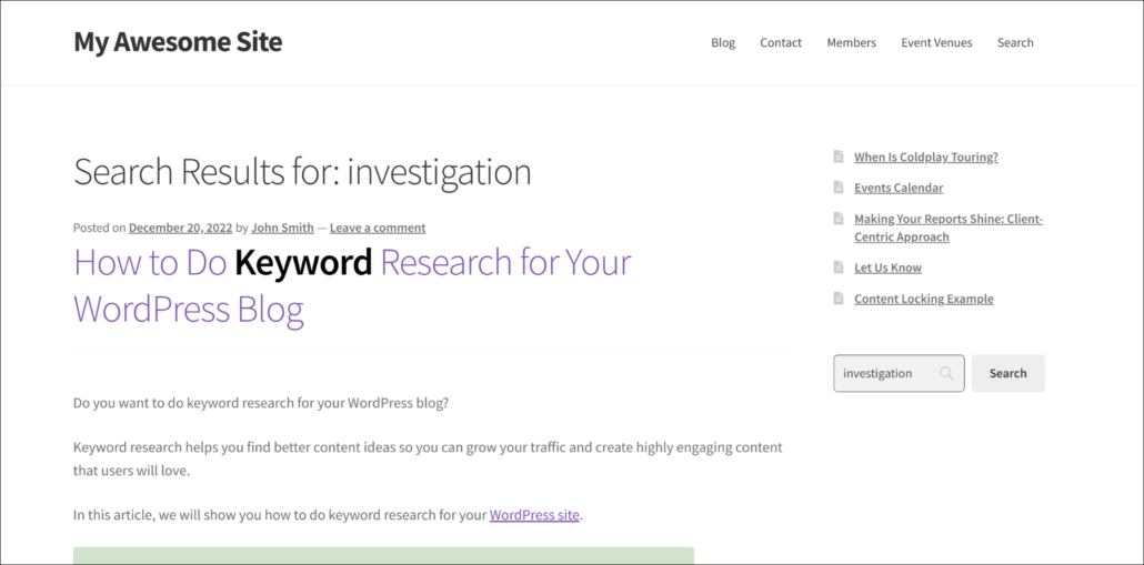 Synonyms preview search - SearchWP Synonyms preview search