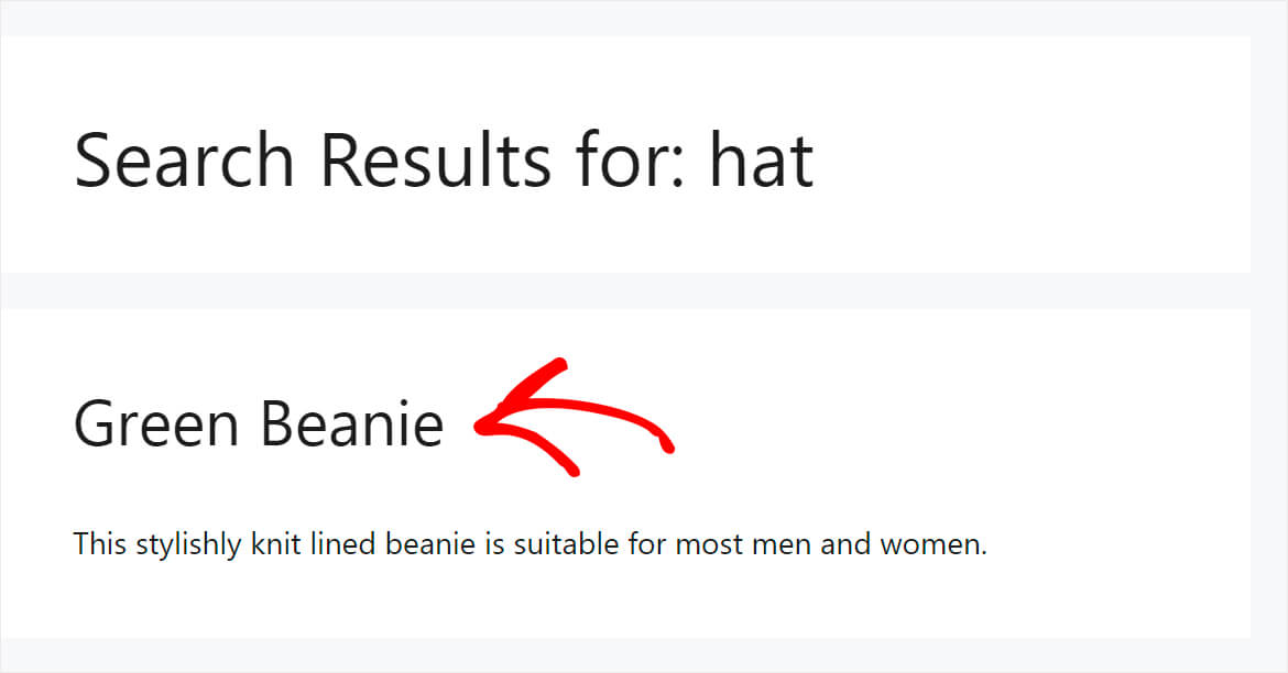 the green beanie product - SearchWP the green beanie product