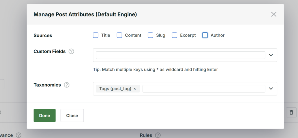 Uncheck default post attributes - SearchWP Uncheck default post attributes