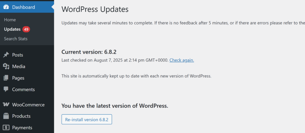 Update wordpress version