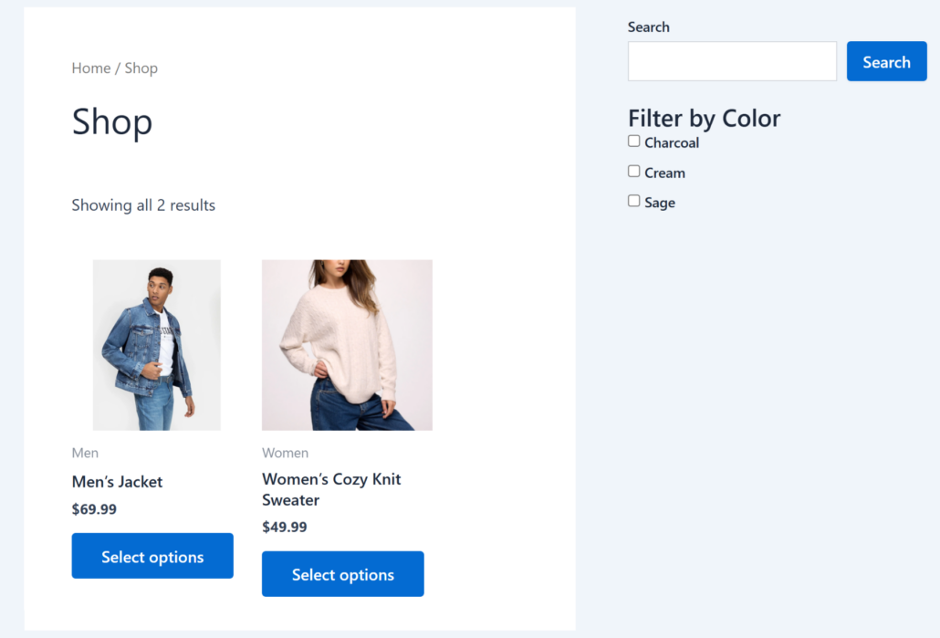 View color filter in action - SearchWP View color filter in action