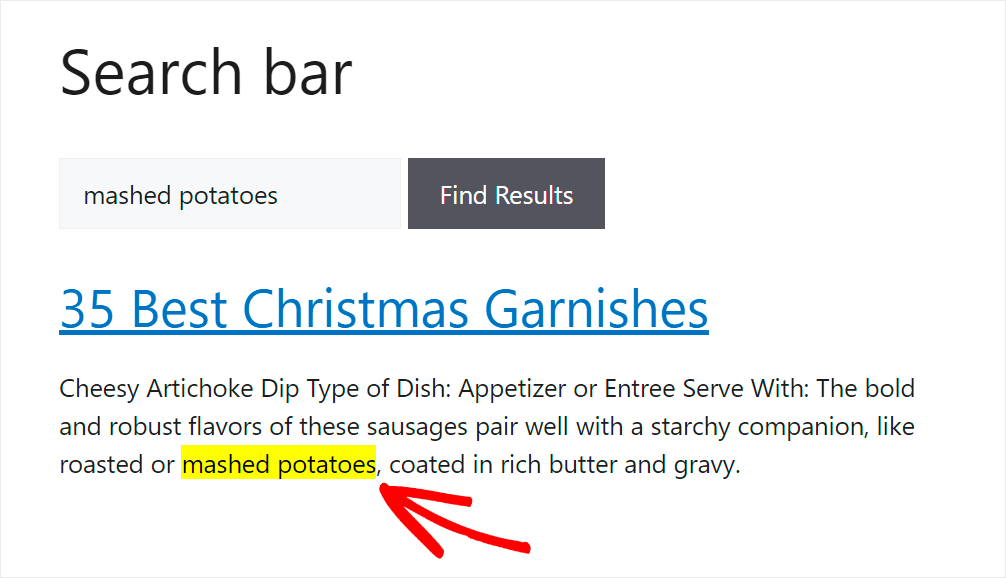 How To Highlight Search Terms In WordPress: see search highlights in action step 4