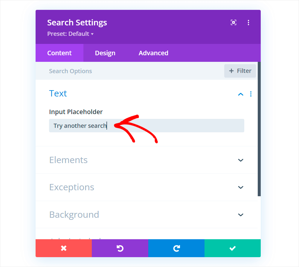 we set the custom placeholder