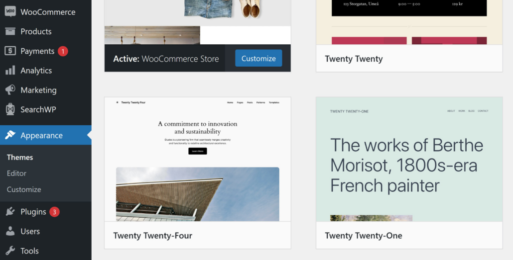 WordPress theme customizer