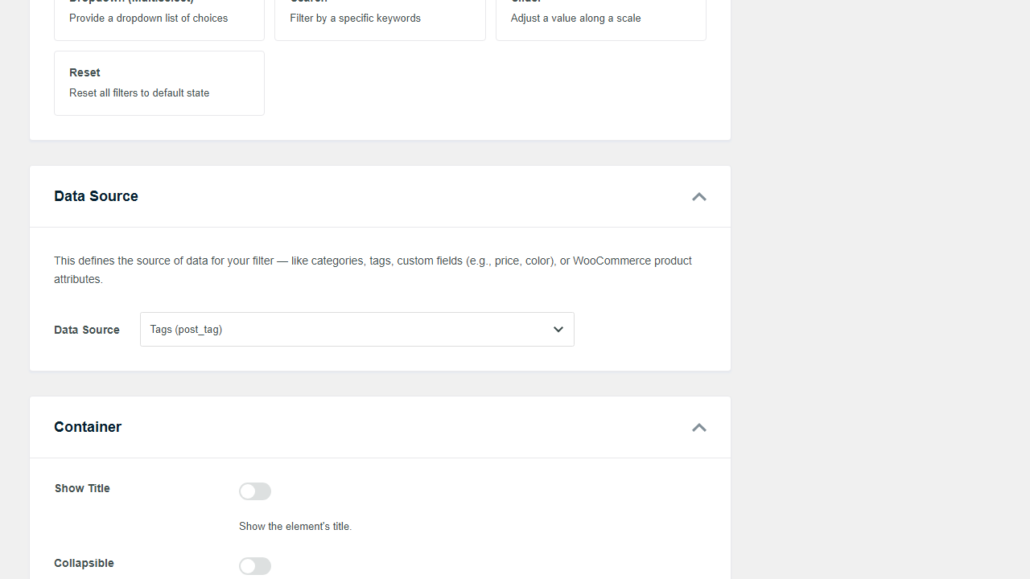 Choose tag data source