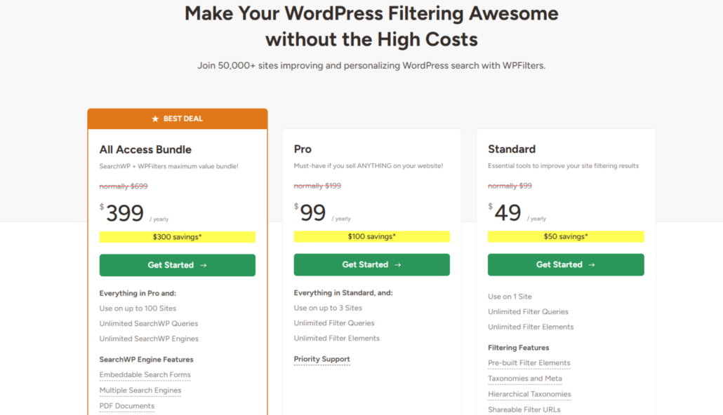 WPFilters pricing